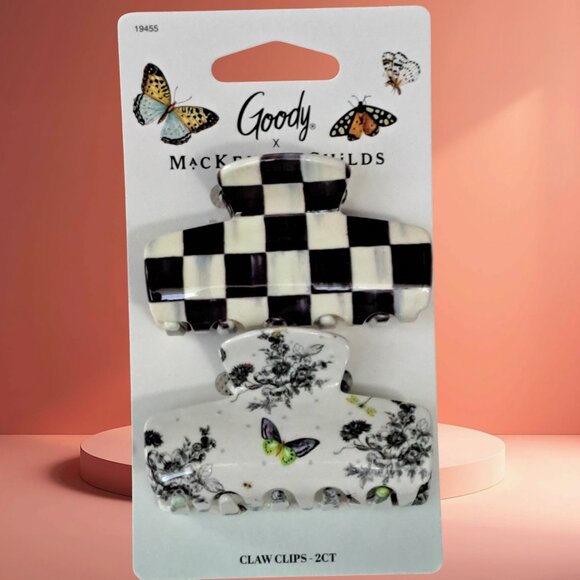 MacKenzie Childs x Goody Black Courtly Check Medium Hair Claw Clips Set Target main image 5